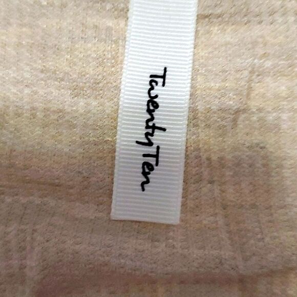 Twenty Ten Boho Trendy Tan & Striped Balloon Sleeves Flowy Waffle Sweater Top - Picture 9 of 9